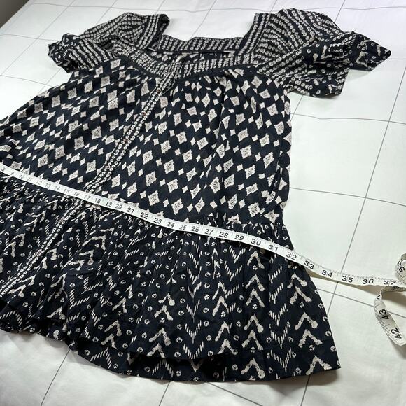 Free People Dress Womens Small Black Hearts Desire Cotton Mini Ivory Boho New - Picture 11 of 12